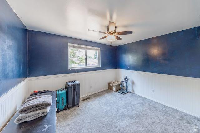 1591 N Marilyn Dr, Syracuse, UT 84075 - carpeted spare room featuring visible vents, wainscoting, and ceiling fan