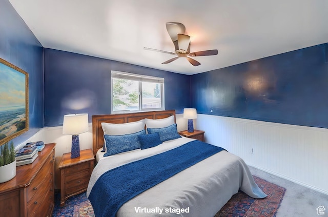 1591 N Marilyn Dr, Syracuse, UT 84075 - bedroom with ceiling fan and wainscoting