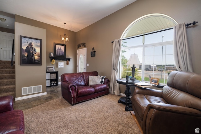 2546 W 1200 N, Roosevelt, UT 84066 - carpeted living room with a notable chandelier