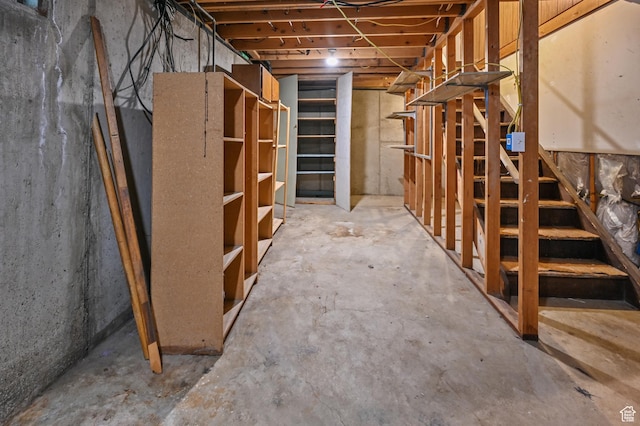 view of unfinished basement