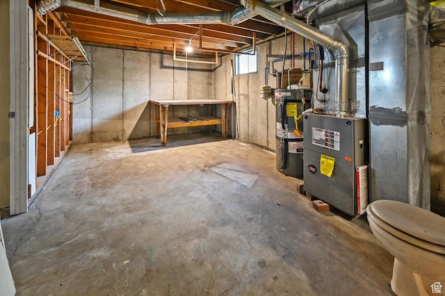 basement featuring water heater