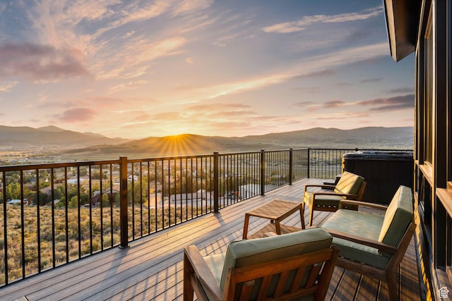 6387 Silver Sage Dr, Park City, UT 84098 - deck at dusk with a mountain view
