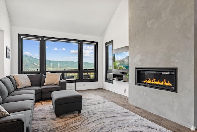 6387 Silver Sage Dr, Park City, UT 84098 - living room with wood-type flooring and lofted ceiling