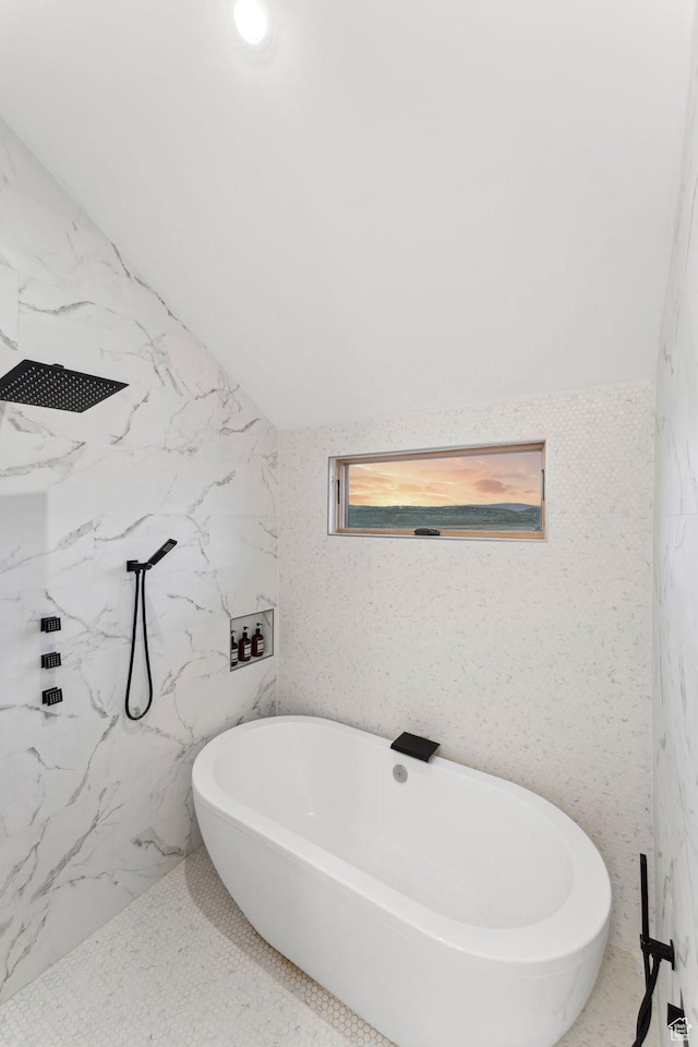 6387 Silver Sage Dr, Park City, UT 84098 - bathroom with independent shower and bath and vaulted ceiling