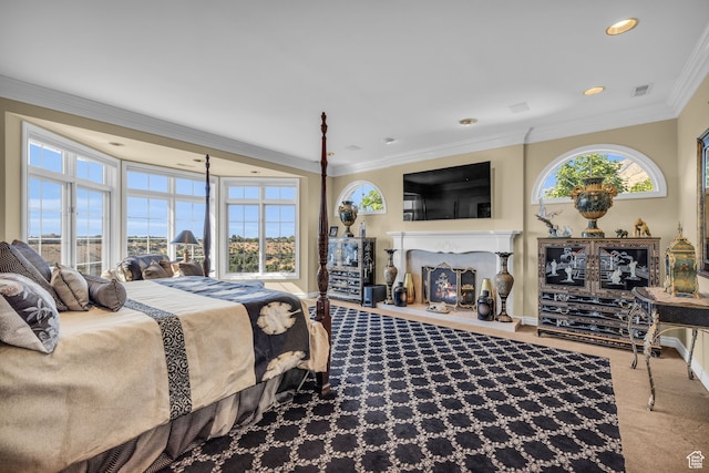 327 N 1430 E, Logan, UT 84321 - bedroom with carpet, multiple windows, and ornamental molding