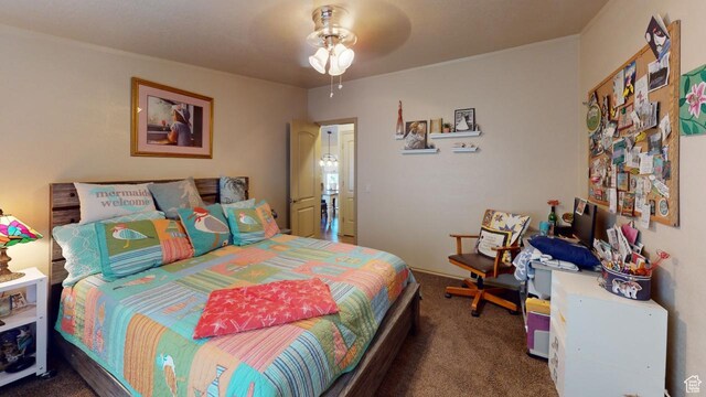 990 S Freedom Way, Big Water, UT 84741 - carpeted bedroom featuring crown molding and ceiling fan