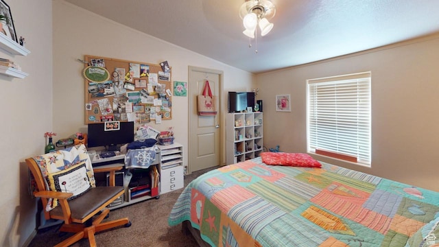 990 S Freedom Way, Big Water, UT 84741 - bedroom featuring ceiling fan, lofted ceiling, and carpet