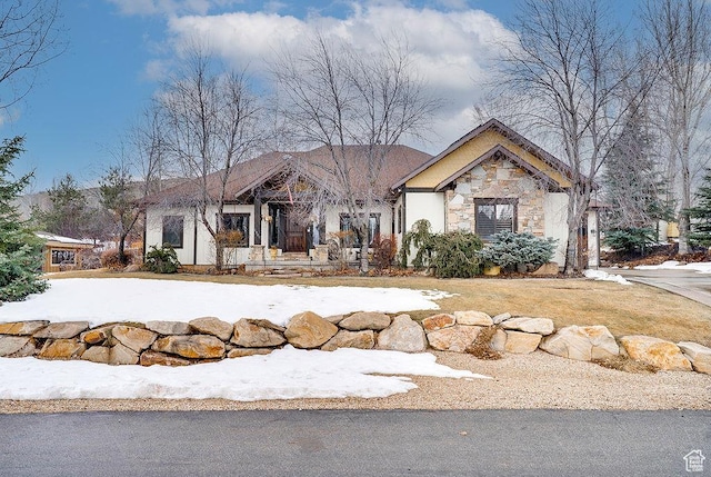 view of front of property featuring stone siding