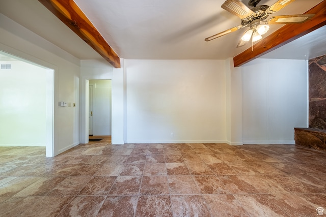 89 W 100 S, Kanab, UT 84741 - unfurnished room featuring beam ceiling, ceiling fan, and tile patterned flooring