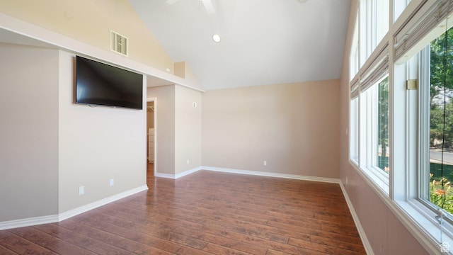 401 N Fairgrounds Rd, Price, UT 84501 - spare room with dark wood-type flooring and high vaulted ceiling
