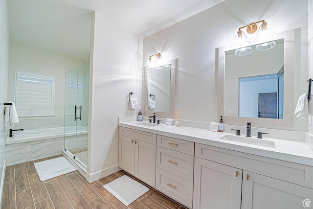 1120 N 520 W Unit 1, Midway, UT 84049 - full bath featuring a garden tub, wood finish floors, a sink, and a stall shower