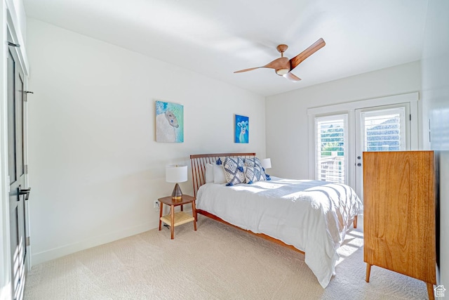 1120 N 520 W Unit 1, Midway, UT 84049 - carpeted bedroom with access to outside, a ceiling fan, and baseboards