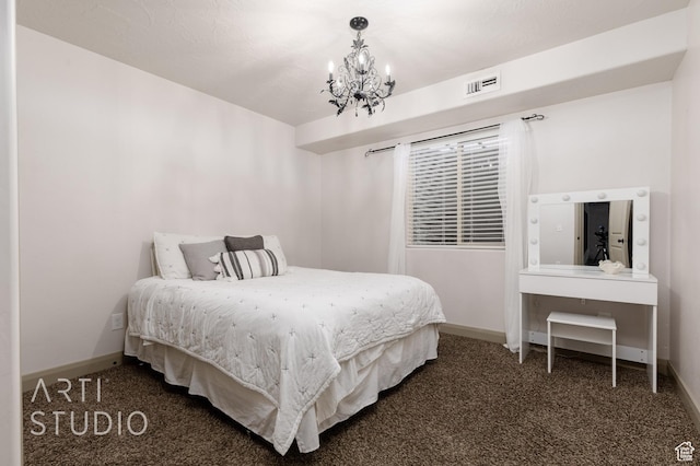 267 N 250 W, La Verkin, UT 84745 - bedroom with visible vents, carpet flooring, baseboards, and an inviting chandelier