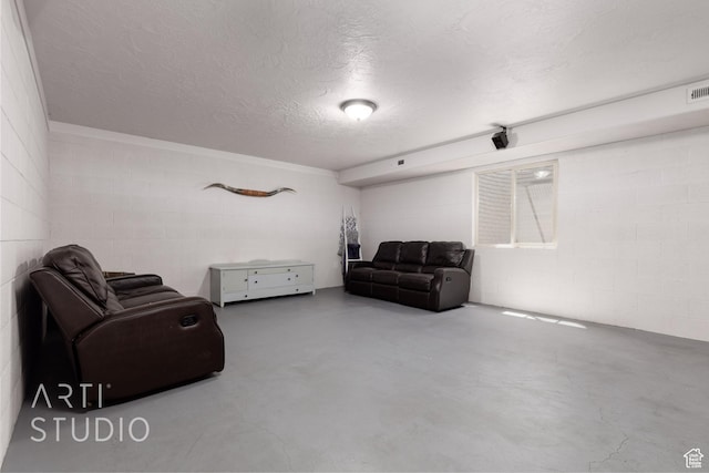 267 N 250 W, La Verkin, UT 84745 - sitting room featuring visible vents, a textured ceiling, finished concrete floors, and concrete block wall