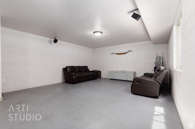267 N 250 W, La Verkin, UT 84745 - living area featuring a textured ceiling, concrete floors, and concrete block wall