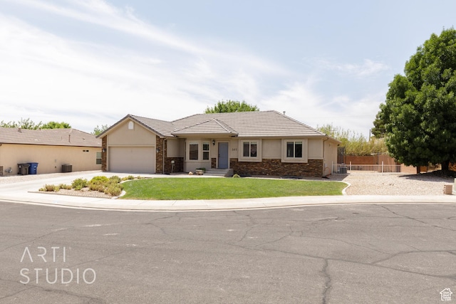 267 N 250 W, La Verkin, UT 84745 - ranch-style house featuring stone siding, stucco siding, driveway, and fence