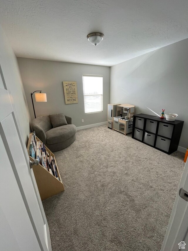 1999 E Abbey Way, Eagle Mountain, UT 84005 - game room featuring carpet floors, baseboards, and a textured ceiling