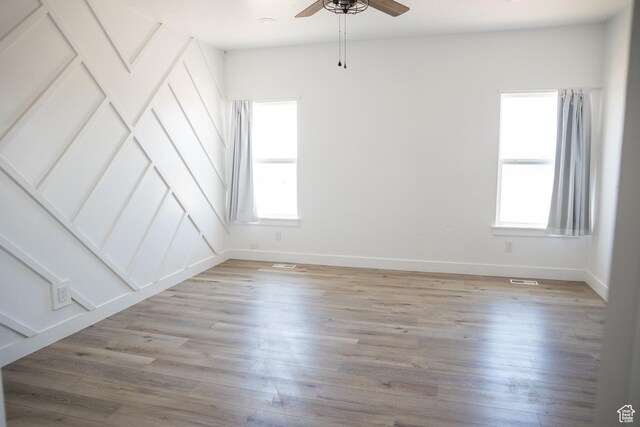 2159 W 520 S, Roosevelt, UT 84066 - empty room featuring a ceiling fan and light wood finished floors