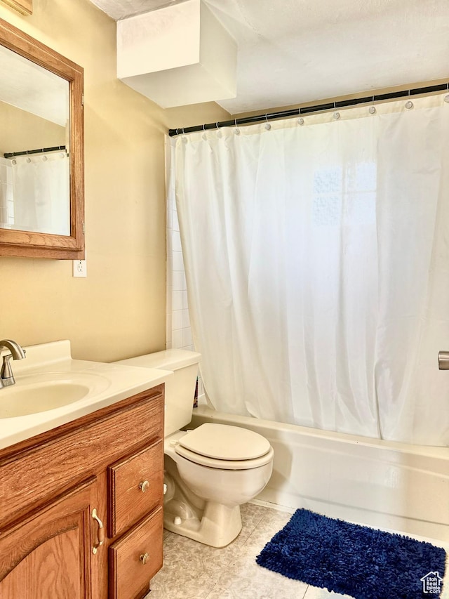 805 E 2910 S, Vernal, UT 84078 - full bathroom featuring toilet, tile patterned flooring, shower / bath combination with curtain, and vanity