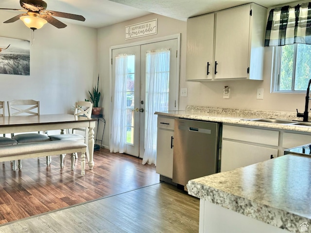 805 E 2910 S, Vernal, UT 84078 - kitchen featuring light countertops, dishwasher, a sink, and wood finished floors