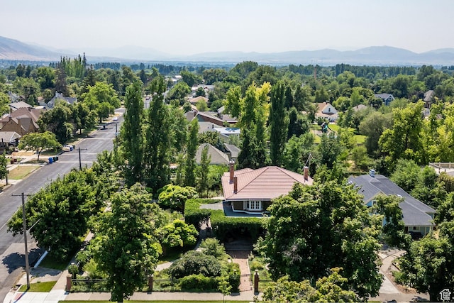 aerial view with a mountain view