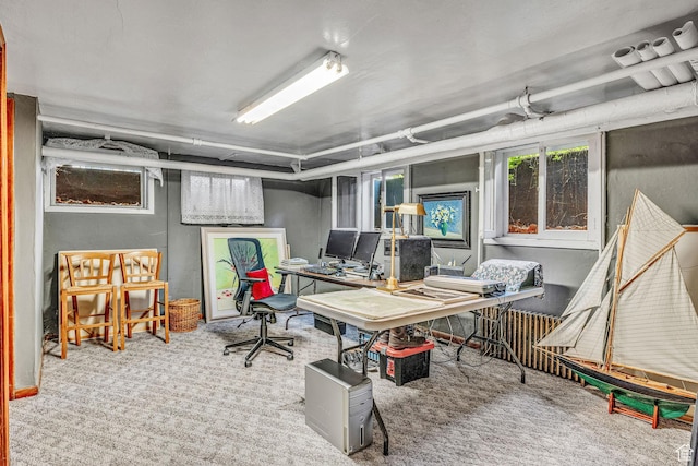 view of carpeted office space