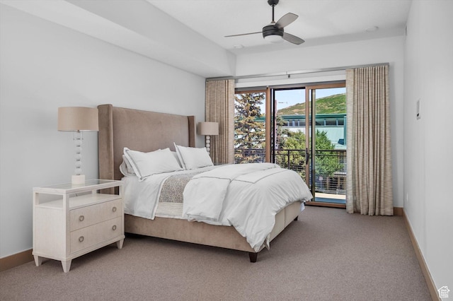 1271 Lowell Ave Unit B-103, Park City, UT 84060 - bedroom with light carpet, baseboards, access to outside, and ceiling fan