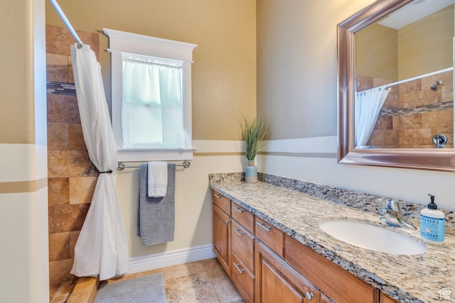 7078 N Sierra Way E, Eagle Mountain, UT 84005 - bathroom featuring vanity, tile patterned floors, and a shower with curtain