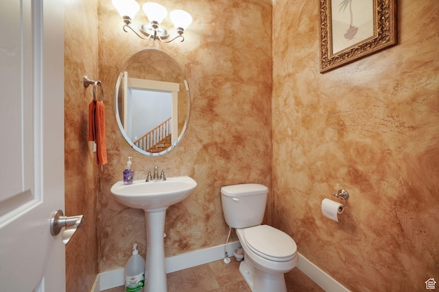 1566 E 300 S, Pleasant Grove, UT 84062 - half bathroom with a chandelier, tile patterned flooring, baseboards, and toilet