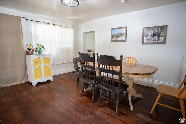 dining room with dark wood-type flooring