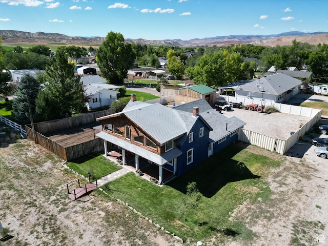 drone / aerial view with a mountain view