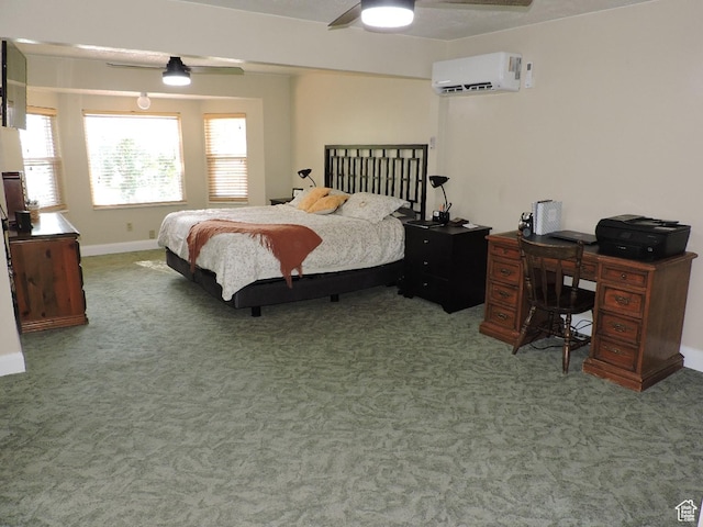 325 N 100 W, Delta, UT 84624 - bedroom featuring baseboards, carpet flooring, an AC wall unit, and a ceiling fan