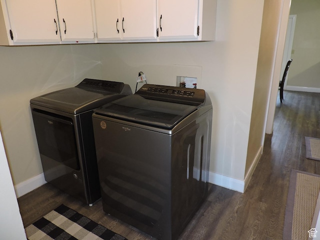 325 N 100 W, Delta, UT 84624 - clothes washing area with baseboards, cabinet space, separate washer and dryer, and dark wood finished floors