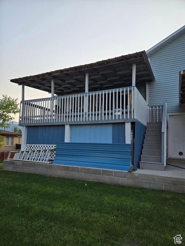 136 S 200 W, Wellsville, UT 84339 - back of property with stairs and a lawn