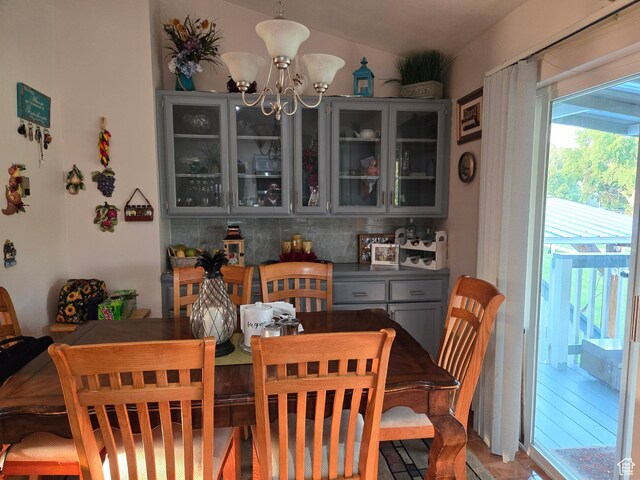 136 S 200 W, Wellsville, UT 84339 - dining space with a chandelier and lofted ceiling