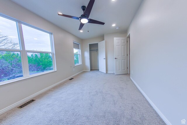1279 W Culloden Ct, Murray, UT 84123 - unfurnished bedroom featuring baseboards, visible vents, light colored carpet, a closet, and recessed lighting