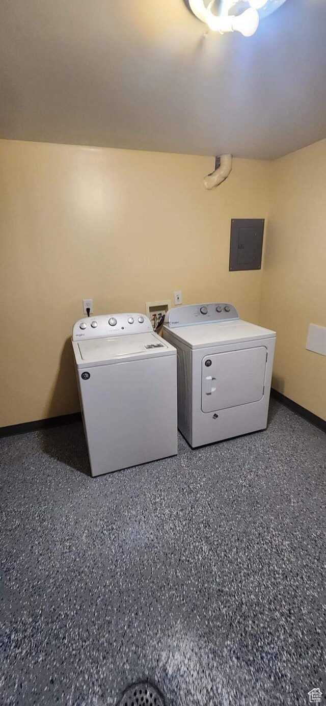 1279 W Culloden Ct, Murray, UT 84123 - clothes washing area with laundry area, washing machine and dryer, electric panel, and baseboards