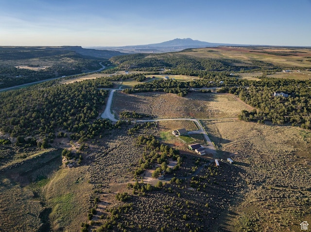 drone / aerial view with a mountain view