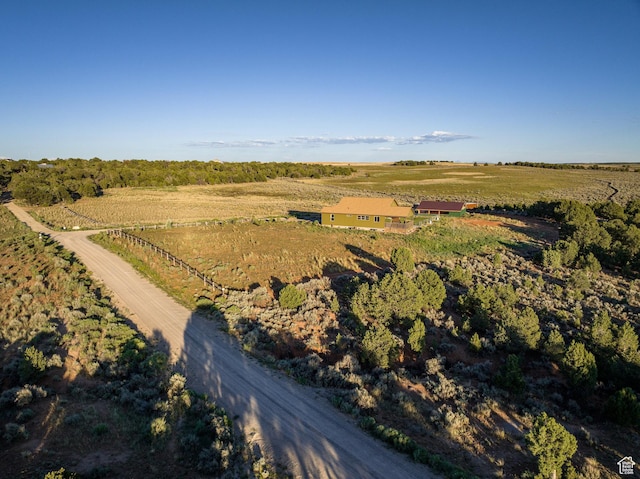 drone / aerial view with a rural view