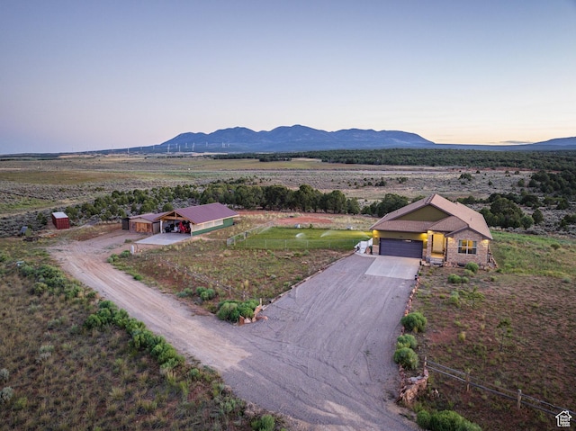 aerial view with a mountain view