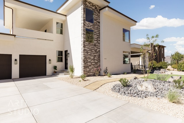 view of property exterior featuring a garage