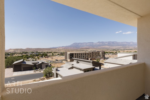 balcony with a mountain view