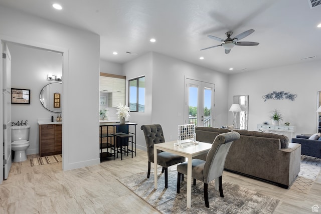 2596 S Gritton St, Hurricane, UT 84737 - dining area featuring recessed lighting, visible vents, baseboards, and ceiling fan