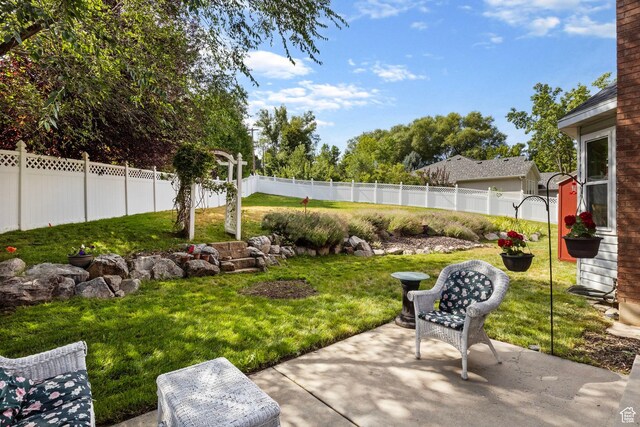 546 E River Meadow Dr S, Alpine, UT 84004 - view of yard with a patio and a fenced backyard