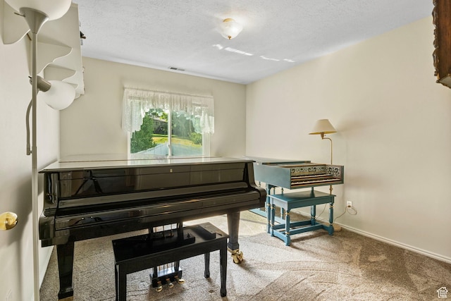 546 E River Meadow Dr S, Alpine, UT 84004 - sitting room with visible vents, baseboards, carpet flooring, and a textured ceiling