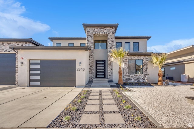 contemporary house featuring a garage