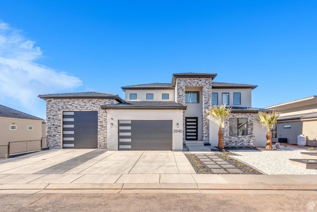 prairie-style house with a garage