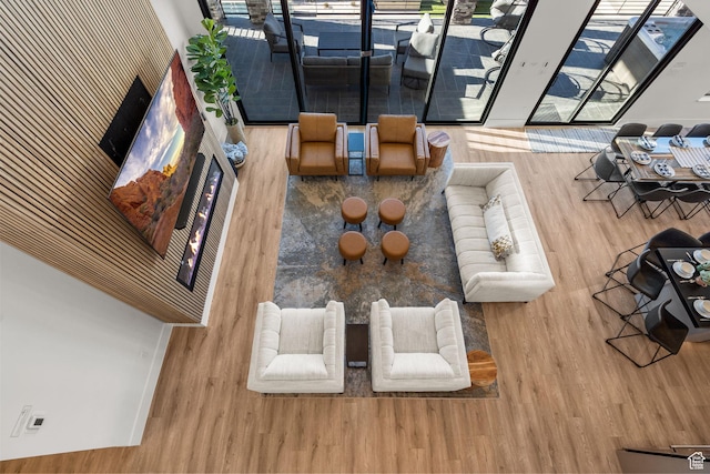 living room with hardwood / wood-style floors