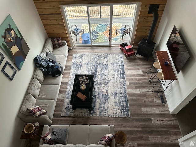 109 Gentle Ben Rd, Fish Haven, ID 83287 - living area featuring wood finished floors and a wood stove