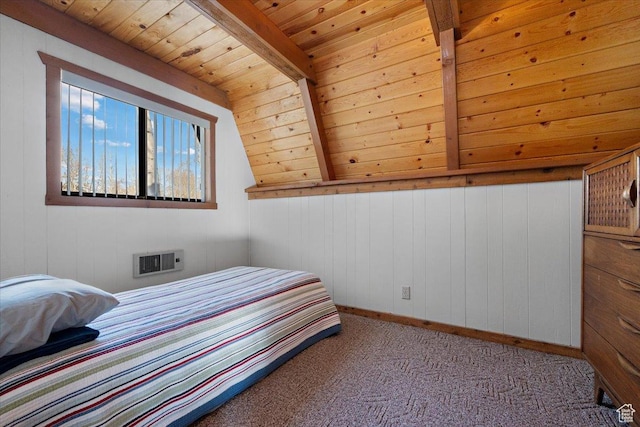 11523 E Cliffrose Dr E Unit 1692, Heber City, UT 84032 - bedroom with carpet floors, wooden ceiling, vaulted ceiling with beams, and visible vents
